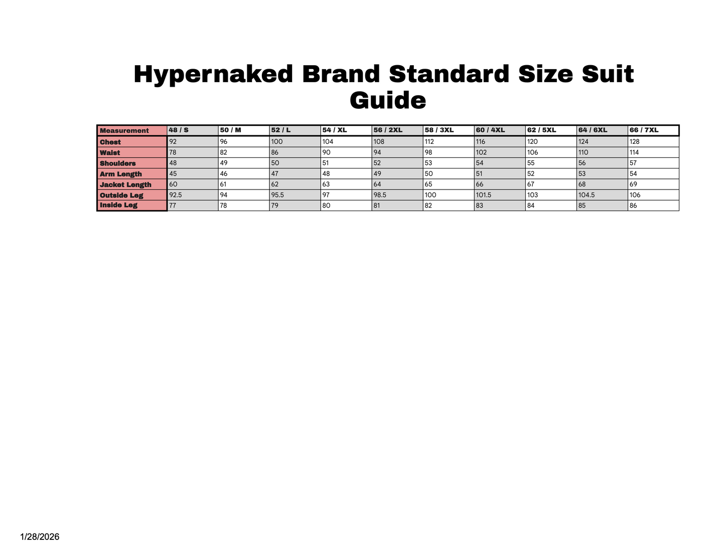 Hypernaked Brand Naked Air Suit-Standard Sizing