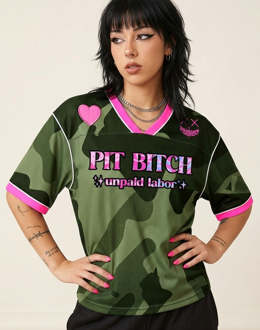 HnB Track Camo Pit Bitch Sports Jersey | Customizable Name / Number